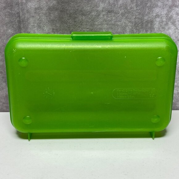 Green Thingamabox Pencil School Box Geometric Texture Lid USA Made - Picture 7 of 14